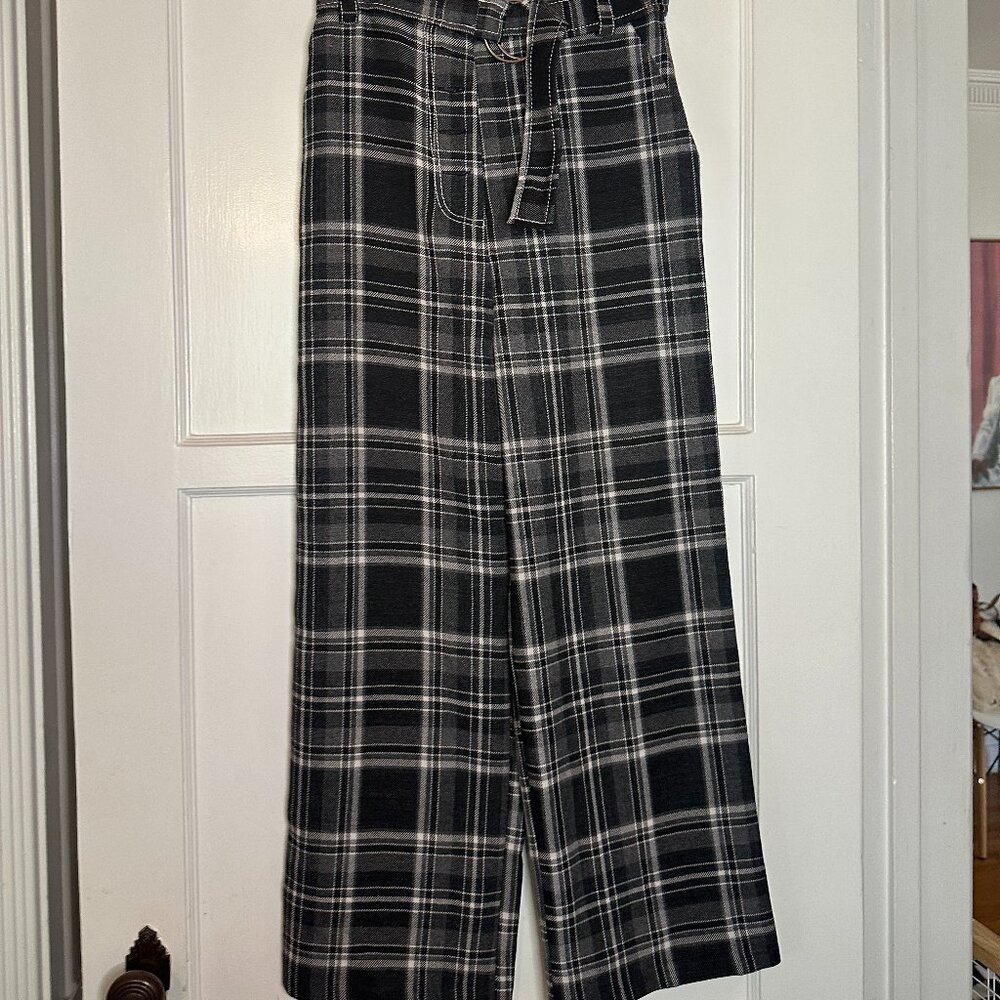 TopShop Checkered Print Pants With Belt - Size 4